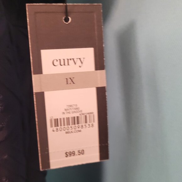 NWT Crown & Ivy Navy Textured Sleeveless Shift Dress – Size 1X (NWT) - Picture 7 of 8